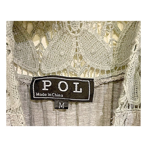 POL Dress/Tunic Light Gray Color Lace Crochet Details Size M - Picture 4 of 13